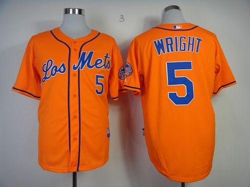 Mets #5 David Wright Orange Los Mets Cool Base Stitched MLB Jersey - Click Image to Close